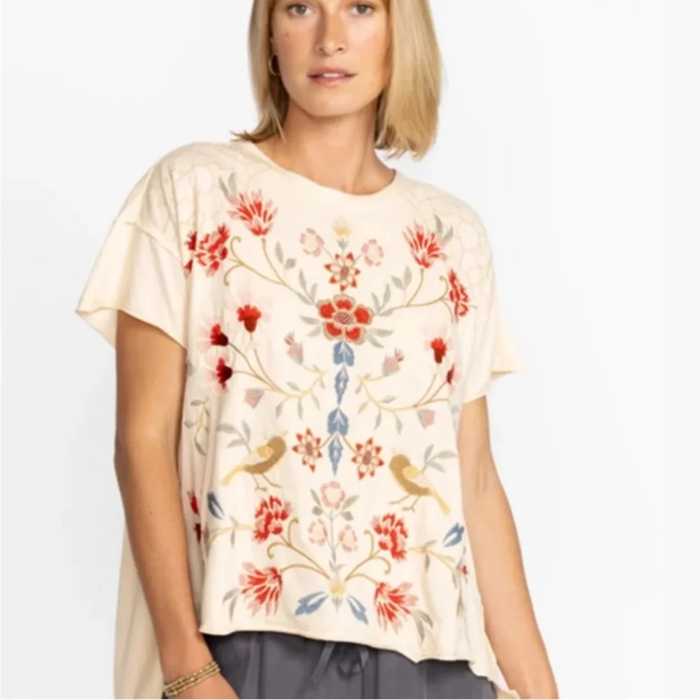 Johnny Was Clara Embroidered Floral Swing Tee